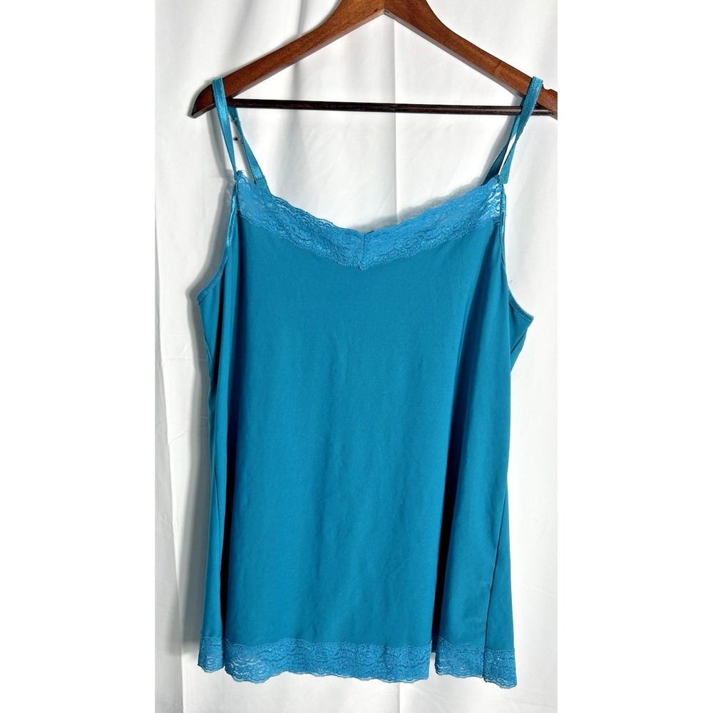Vintage Avenue Camisole 18/20 Lace Trim Tank Top Teal Stretch Fairy Grunge Y2K